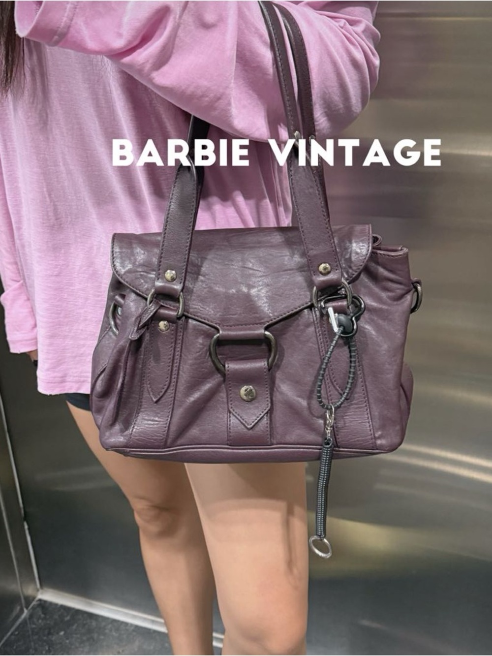 Rare Vintage Miu Miu Moto Chic Shoulder Bag - Deep Plum Leather